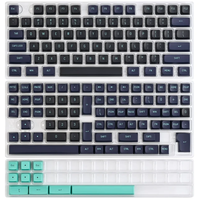 Alt view image 4 of 5 - iRoboosta CSA Profile PBT Keycaps - Double Shot Dark Blue and Black 160 Keys Custom Keycap Set - Compatible with 60% 65% 75% 80% Full Size Layouts Cherry MX Switches Mechanical Keyboard (Dark Shark)