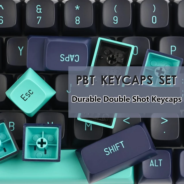 Alt view image 2 of 5 - iRoboosta CSA Profile PBT Keycaps - Double Shot Dark Blue and Black 160 Keys Custom Keycap Set - Compatible with 60% 65% 75% 80% Full Size Layouts Cherry MX Switches Mechanical Keyboard (Dark Shark)