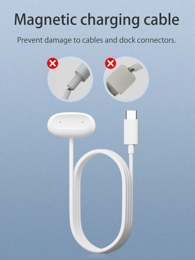 Alt view image 4 of 5 - NOUKAJU 2Pack Charger for Google Fitbit Air, Fitness Tracker Charging Cable,Magnetic Replacement Type-C Charger,Charging Cable for Google Fitbit Air Fitness Tracker(White)