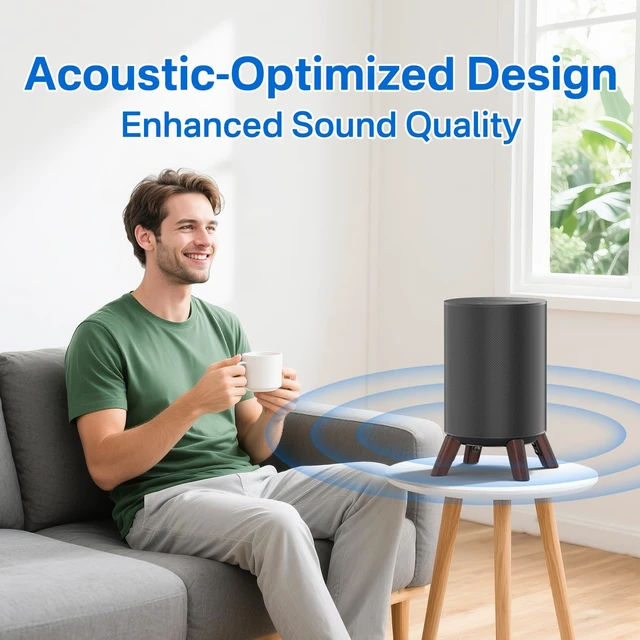 Alt view image 3 of 5 - Wooden Desk Stand for Sonos Era 100 and Sonos Era 100 SL, Tripod Desktop Speaker Stand with Stable Base for Optimal Sound Quality, Easy Installation, Natural Wood Finish