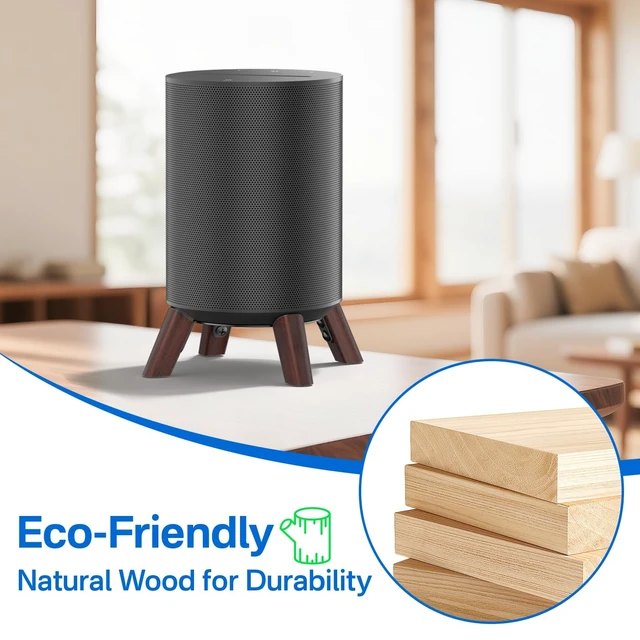 Alt view image 5 of 5 - Wooden Desk Stand for Sonos Era 100 and Sonos Era 100 SL, Tripod Desktop Speaker Stand with Stable Base for Optimal Sound Quality, Easy Installation, Natural Wood Finish
