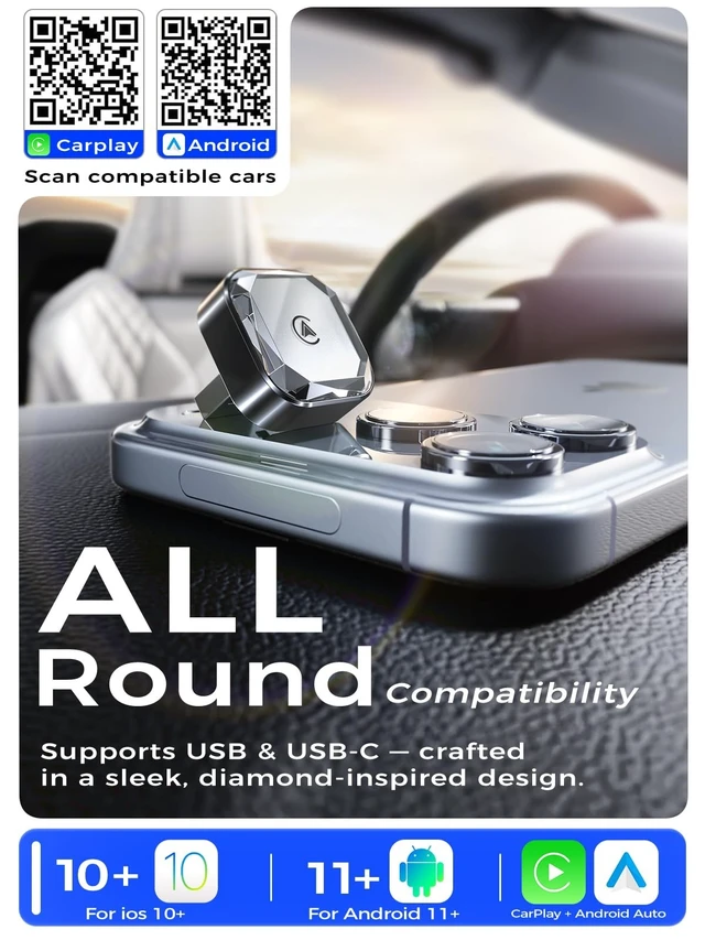 Alt view image 4 of 5 - Wireless CarPlay Adapter & Wireless Android Auto Adapter, 2 in 1 Car Dongle