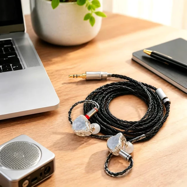 Alt view image 4 of 5 - FAAEAL in Ear Monitor IEM Cable,16 Core Silver Plated Earphone Upgraded Cords,Extended-Length Replacement Cable Compatible with KZ AS10 ZST TRN V10 for Musician Audiophile 0.78mm-2pin 6ft 3.5mm