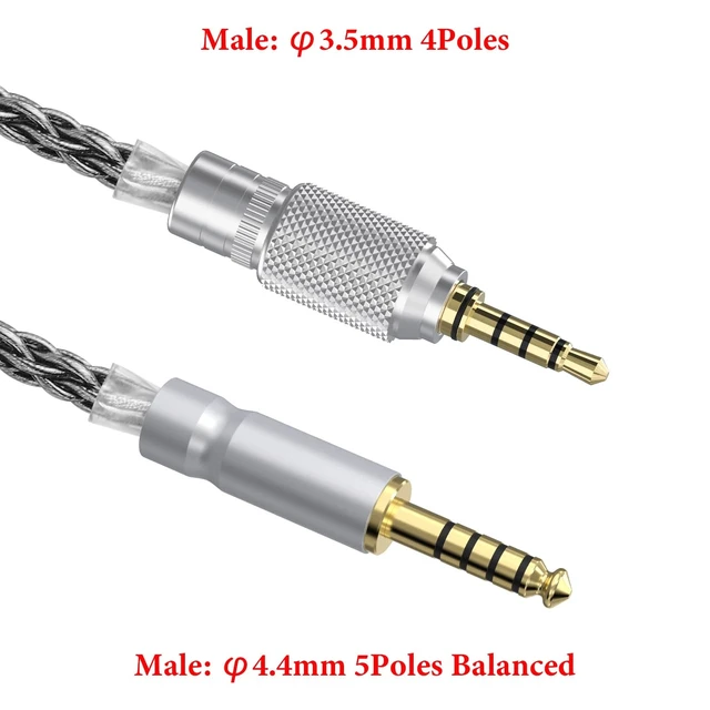 Alt view image 3 of 5 - GEEKRIA Apollo Silver-Plated Upgrade 4.4mm to 3.5mm Audio Cable Compatible with Sony MDR-M1ST MDR-MV1 MDR-M1 Headphones Replacement Cord with Threaded Locking Connector (9.8ft / 3m)
