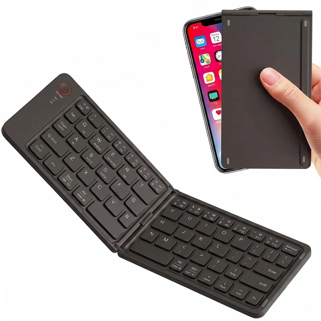 Main image of Wireless Foldable Mini Rechargeable 5.4 Bluetooth Keyboard, 3 Bluetooth Channels, Ultra-Slim Travel Keyboard for iPhone iPad Mac Android Windows iOS, Silent Keyboard for Tablet Laptop Office (B
