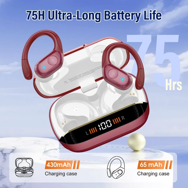 Alt view image 3 of 5 - Wireless Earbuds Sports, 75Hrs Bluetooth 5.4 Headphones, Bass Hi-Fi Stereo