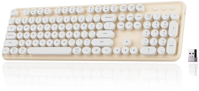 Main image of Wireless Bluetooth Keyboard, Colorful Round Keycaps (White Milk-Tea)