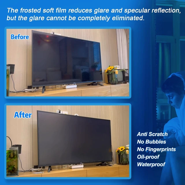 Alt view image 3 of 5 - TYRHMY Anti Glare Screen Protector for 55 inch TV, Anti Glare Matte TV Film Anti Blue Light Protectors,Relieve Screen Reflection Filter Relieve Eye Fatigue