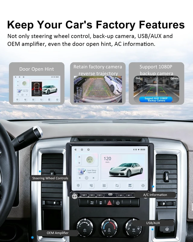 Alt view image 5 of 5 - Android 14 Car Radio for Dodge Ram 1500 2500 3500 2009-2012, 8 Core 4+64GB