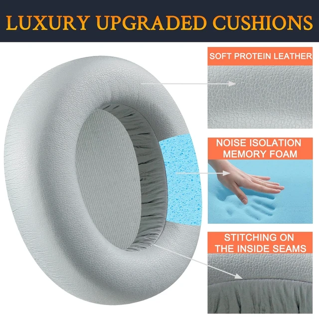 Alt view image 3 of 4 - SOULWIT Earpads for SteelSeries Arctis Nova Elite Wireless Gaming Headset, Replacement Ear Pads Cushions with Soft Protein Leather and High-Density Memory Foam - Gray
