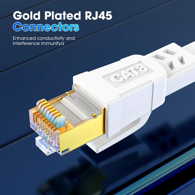 Alt view image 4 of 5 - Papkolwe Cat 8 Ethernet Cable 200 ft, Shielded RJ45 Flat Network LAN Cable