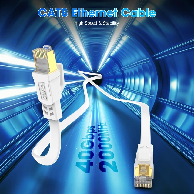 Alt view image 3 of 5 - Papkolwe Cat 8 Ethernet Cable 200 ft, Shielded RJ45 Flat Network LAN Cable