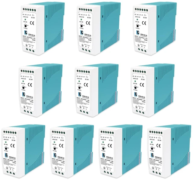Main image of DIn Rail DC 24V Switching Power Supply MDR 60W Rail Type(Input:100-240VAC,Output:24VDC,50/60HZ) Switch Converter (24V 2.5A)(10)