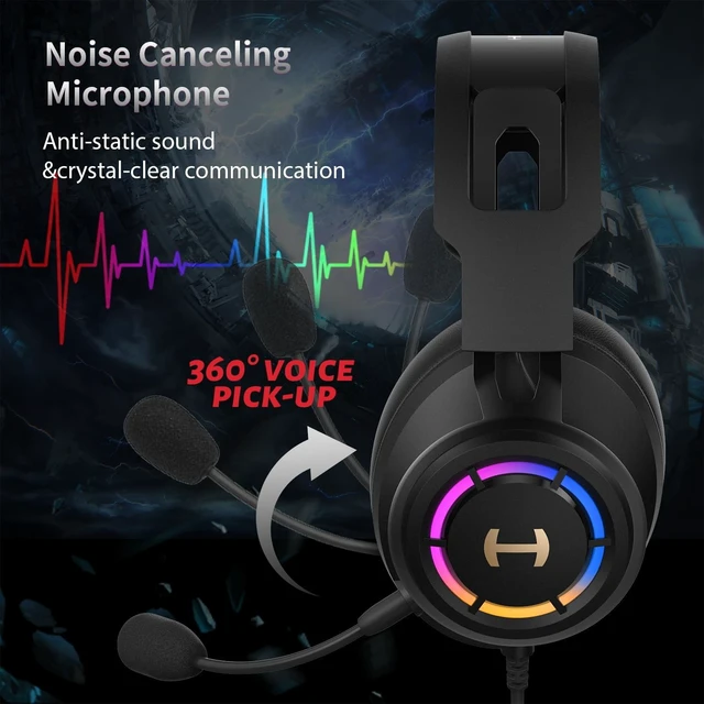 Alt view image 3 of 5 - Edifier 7.1 Hi-Res Sound PC Gaming Headset Weird USB Over-Ear Headphone Noise Cancelling Mic RGB Light for PC PS4 Laptop Mac Desktop