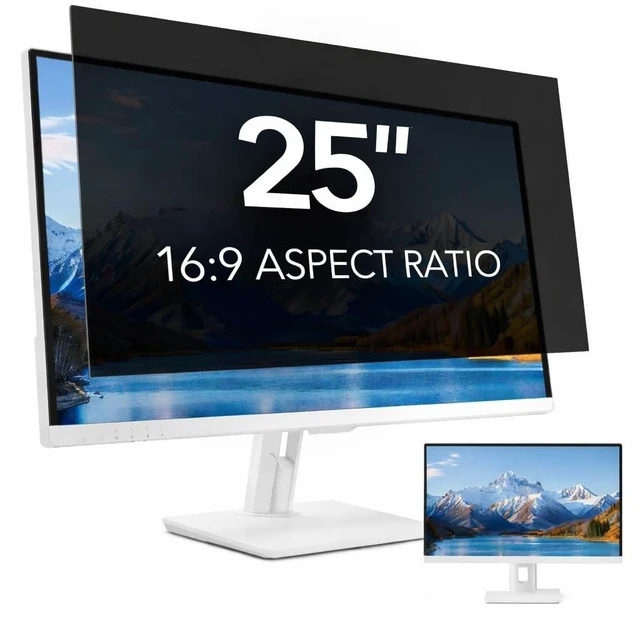 Main image of QOYZINE 2 Pack 25 inch Computer Privacy Screen Filter for 16:9 Aspect Ratio Widescreen Monitor,25in Curved Computer Monitor Privacy Shield Anti Glare Eye Protection, Anti-Scratch Removable Protector F