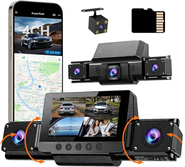 Main image of 4 Channel Dash Cam Front and Rear,360View, WiFi, APP,Dash Camera for Cars