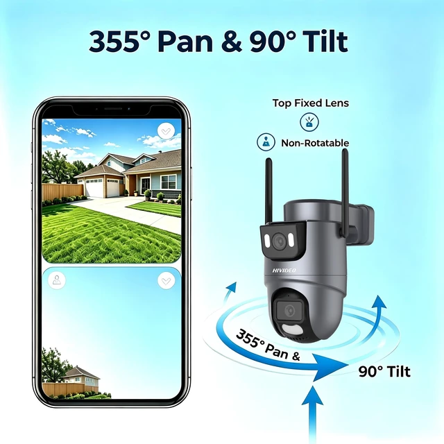 Alt view image 2 of 5 - 2MP Dual Lens 2.4GHz Security Camera Outdoor Cameras For Home Security Grey