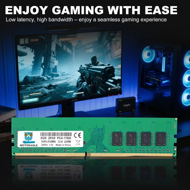 Alt view image 4 of 5 - 16GB DDR4 RAM 2x8GB 2133 MHz UDIMM 2RX8 PC4-17000 DDR4-2133P CL15 DIMM Non-ECC Desktop Memory KIT