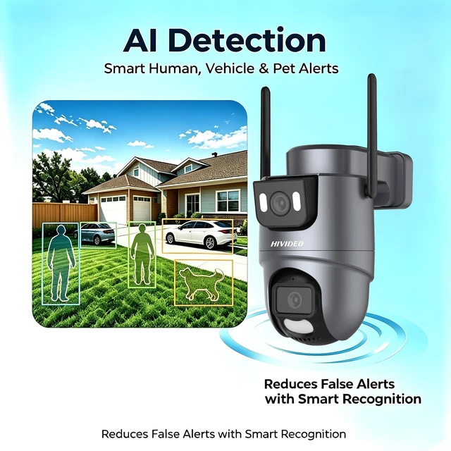 Alt view image 4 of 5 - 2MP Dual Lens 2.4GHz Security Camera Outdoor Cameras For Home Security Grey