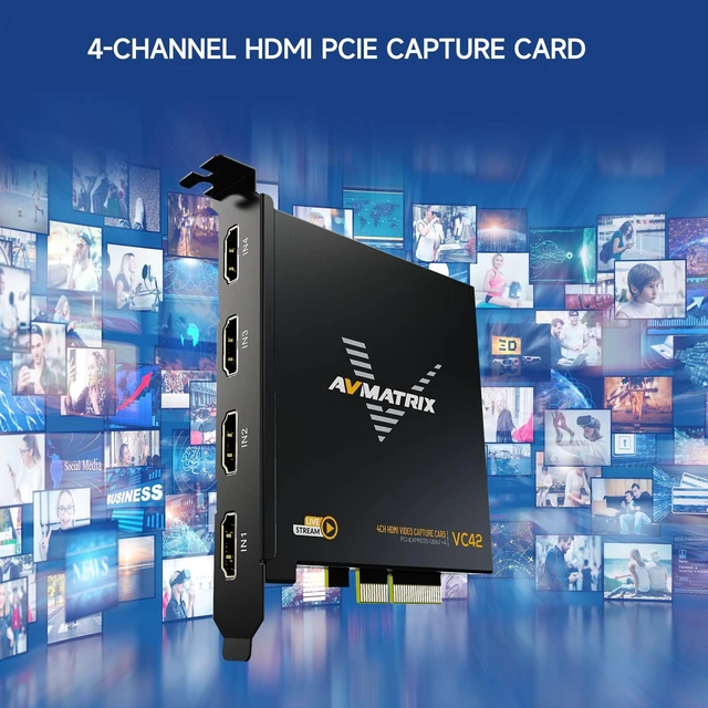 Alt view image 2 of 5 - AVMATRIX 4 Channel PCIE Capture Card for Game Livestream and Record