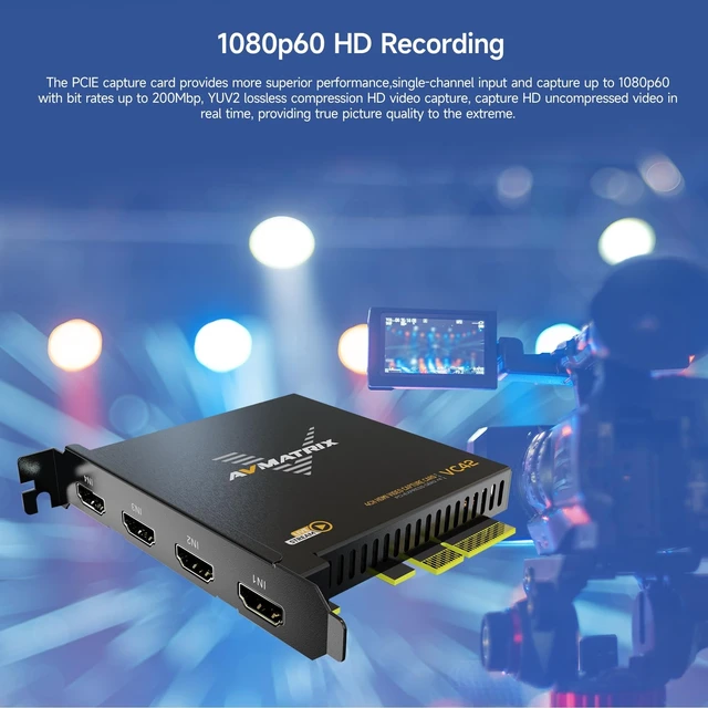 Alt view image 3 of 5 - AVMATRIX 4 Channel PCIE Capture Card for Game Livestream and Record