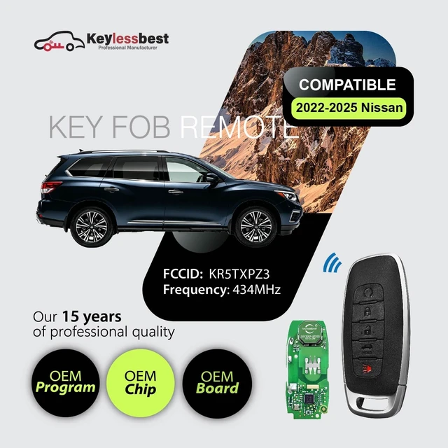 Alt view image 2 of 5 - 2 Keylessbest Replacement for 2022 2023 2024 2025 Nissan Pathfinder Rogue Key Fob Remote Control KR5TXPZ3 5 Buttons 434MHz