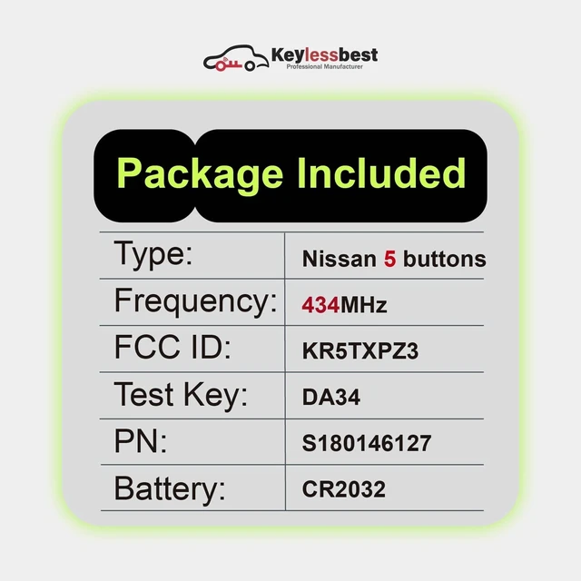 Alt view image 3 of 5 - 2 Keylessbest Replacement for 2022 2023 2024 2025 Nissan Pathfinder Rogue Key Fob Remote Control KR5TXPZ3 5 Buttons 434MHz