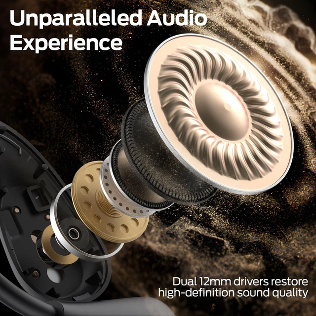 Alt view image 3 of 5 - Monster Open Ear AC210 Headphones, Bluetooth 5.4 Earphones Stereo Sound, Wireless Headphones 30 Hours Playback, Type-C Charging, IPX5 Waterproof Open Ear Earbuds,Black