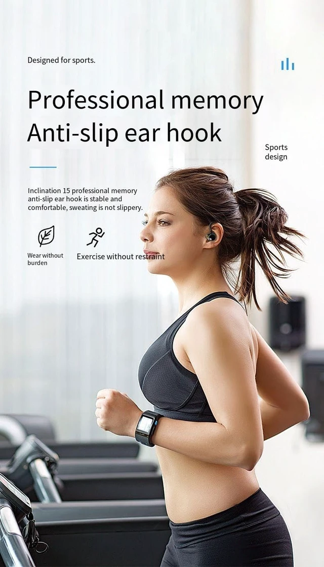Alt view image 2 of 5 - Ear Buds Wireless Bluetooth Earbuds Sports Earhooks Headphones,ENC Noise-Canceling Stereo High Fidelity Sound and Long Battery Life,Mics Clear Call,IPX6 Waterproof Headset,Ergonomic for Gym/Run