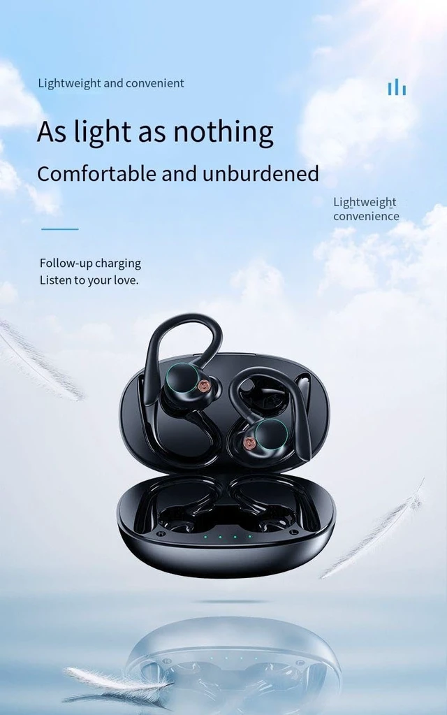 Alt view image 5 of 5 - Ear Buds Wireless Bluetooth Earbuds Sports Earhooks Headphones,ENC Noise-Canceling Stereo High Fidelity Sound and Long Battery Life,Mics Clear Call,IPX6 Waterproof Headset,Ergonomic for Gym/Run