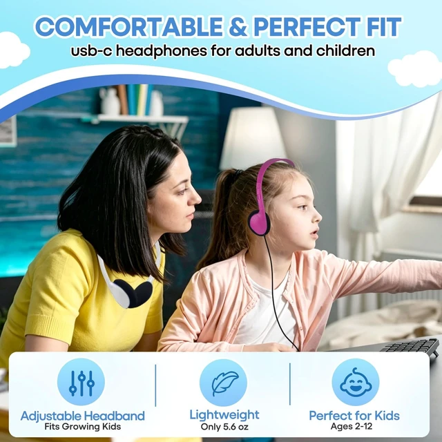 Alt view image 4 of 5 - XOSDA 50 Pack Bulk Type C Headphones for Classroom Kids School, Wholesale USB C Wired Headphones for Students Children Compatible with Smartphones laptops Tablets(LS857C,50 Mixed)