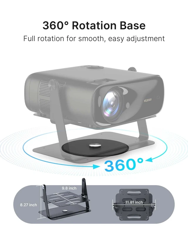 Alt view image 3 of 5 - NexiGo Projector Gimbal Stand, 85 Tilt & 360 Swivel Gimbal Mount, Duty Metal, Anti-Slip Base, Compatible PJ40 Gen 3/Ultra/Pro, TriVision Ultra, for Ceiling, Bedroom & Backyard