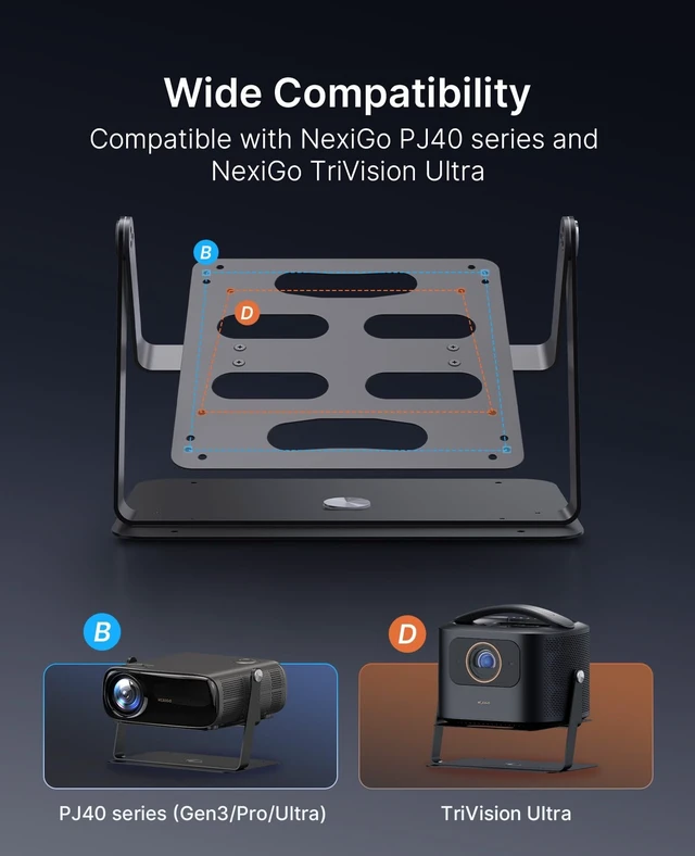 Alt view image 5 of 5 - NexiGo Projector Gimbal Stand, 85 Tilt & 360 Swivel Gimbal Mount, Duty Metal, Anti-Slip Base, Compatible PJ40 Gen 3/Ultra/Pro, TriVision Ultra, for Ceiling, Bedroom & Backyard