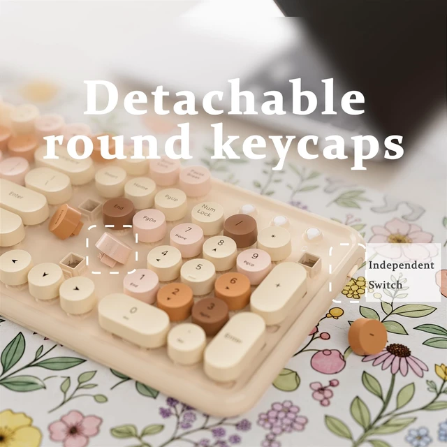 Alt view image 5 of 5 - Cloud-W Colorful Wireless Bluetooth Keyboard (Milk-Tea Colorful)