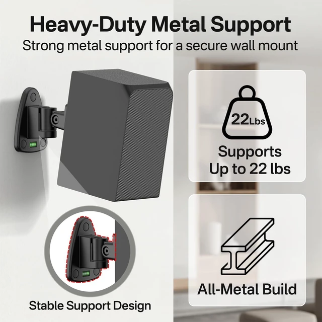 Alt view image 5 of 5 - tiebutie Speaker Wall Mounts Pair for Vizio Rear Speaker Mounts - Swivel & Tilt Wall Mount Bracket for V20x-J8, SV510X-08 and Most Vizio Surround Sound Speaker Mounts WR Keyhole & Thread Hole