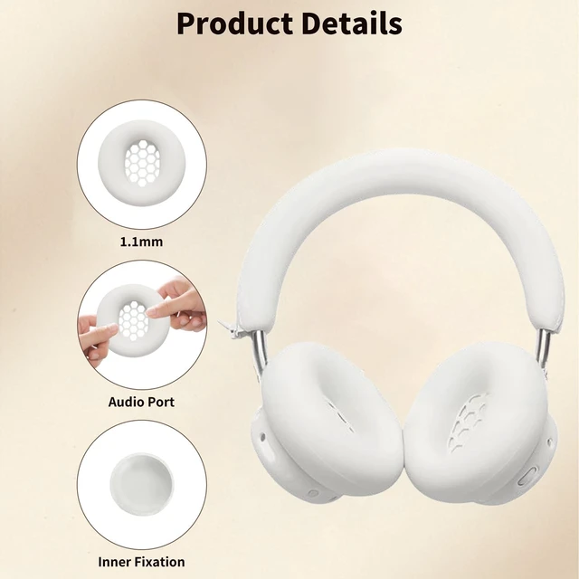 Alt view image 3 of 5 - for CMF by Nothing Headphone Pro Case Cover, 3 Sets Silicone Sweat Cover, KONXISA Eeadphones Protective Case for CMF by Nothing Headphone Pro Earpad/Ear/Headband Protector, Washable Sweatproof, White