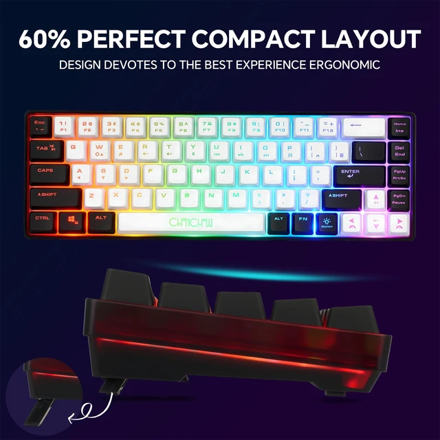 Alt view image 4 of 5 - 60% Wireless Gaming Keyboard and Mouse Combo, RGB Backlit Rechargeable
