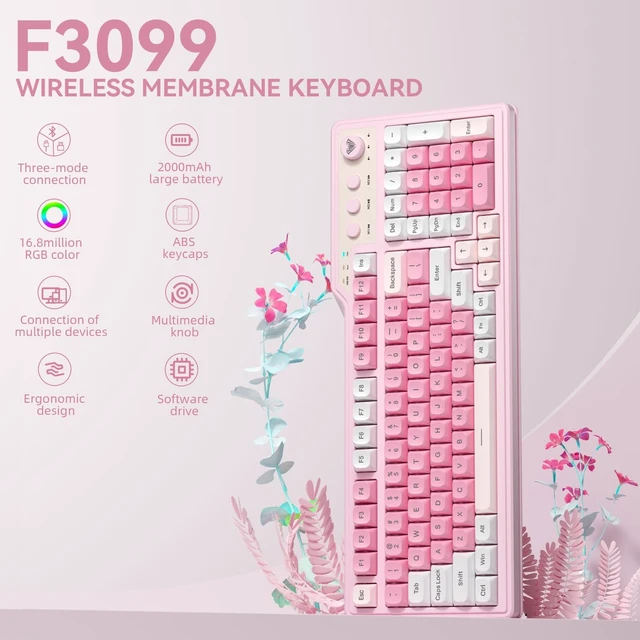 Alt view image 2 of 5 - Aula F3099 Wireless Gaming Computer Keyboard with Number Pad & Knob