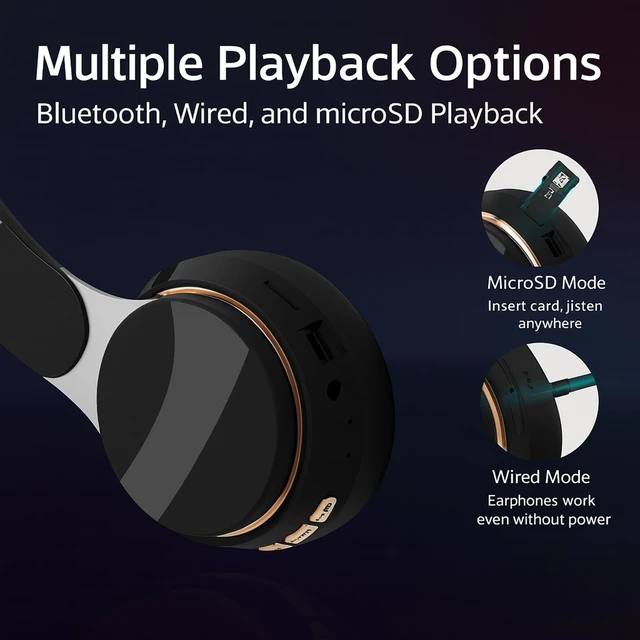 Alt view image 4 of 5 - YUIOXDGL Headphones Over-Ear Foldable Headset for Travel, Office & Home (Black)