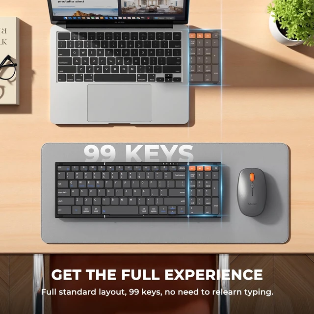 Alt view image 3 of 5 - MEETION Foldable Keyboard and Mouse, 2.4GHz/Bluetooth Portable Set