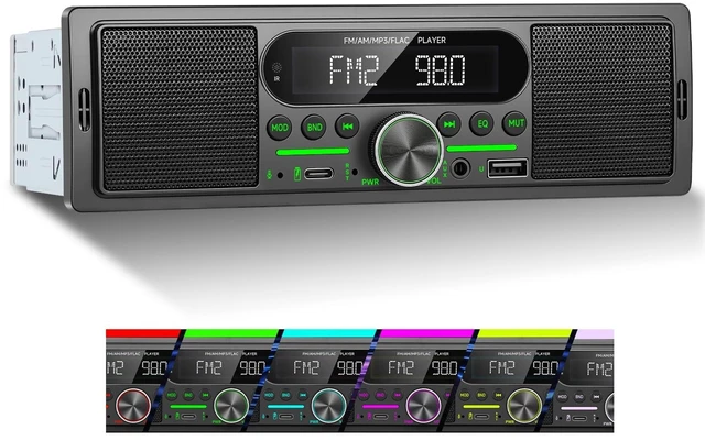 Main image of Single Din Car Stereo with Bluetooth 5.1 AM/FM, Built-in Dual Speakers