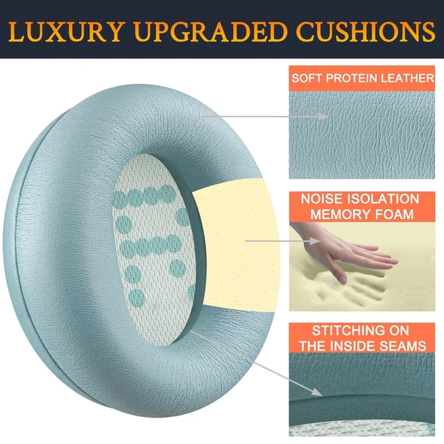 Alt view image 3 of 5 - SOULWIT Earpads for CMF by Nothing Headphone Pro ANC Wireless Headphones, Replacement Ear Pads Cushions with Soft Protein Leather and High-Density Memory Foam - Light Green