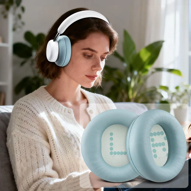 Alt view image 5 of 5 - SOULWIT Earpads for CMF by Nothing Headphone Pro ANC Wireless Headphones, Replacement Ear Pads Cushions with Soft Protein Leather and High-Density Memory Foam - Light Green