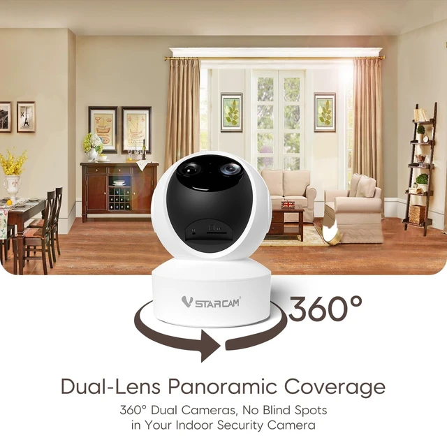 Alt view image 5 of 5 - VSTARCAM Dual Lens Indoor Security Camera, 2K QHD with 10X Zomm, 360 Pan-Tilt 2.4GHz with Color Night Vision, Motion Detection, Real-time Alerts, 2-Way Audio, Cloud & SD Card Storage(up to 256GB)
