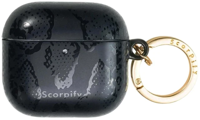 Main image of SCORPIFY for AirPods 4 Case (4th Generation, 2024) with Keychain, Compatible with Apple AirPod 4, Cute Protective Hard Shell Cover, Wireless Charging Earbuds Case for Women - Matte Black Snake