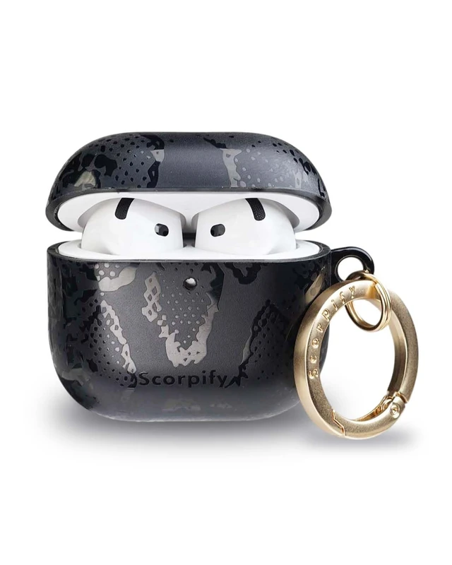 Alt view image 2 of 5 - SCORPIFY for AirPods 4 Case (4th Generation, 2024) with Keychain, Compatible with Apple AirPod 4, Cute Protective Hard Shell Cover, Wireless Charging Earbuds Case for Women - Matte Black Snake