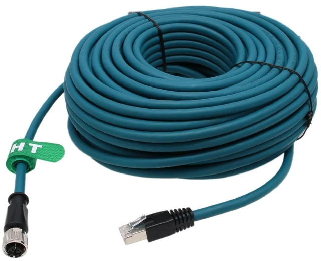 Main image of HangTon Cognex Ethernet Cable M12 X-Coded 8 Pin Female to RJ45 Cat7e Patch Cord for Industrial Automation Actuator Sensor Profibus Network Switches 25M