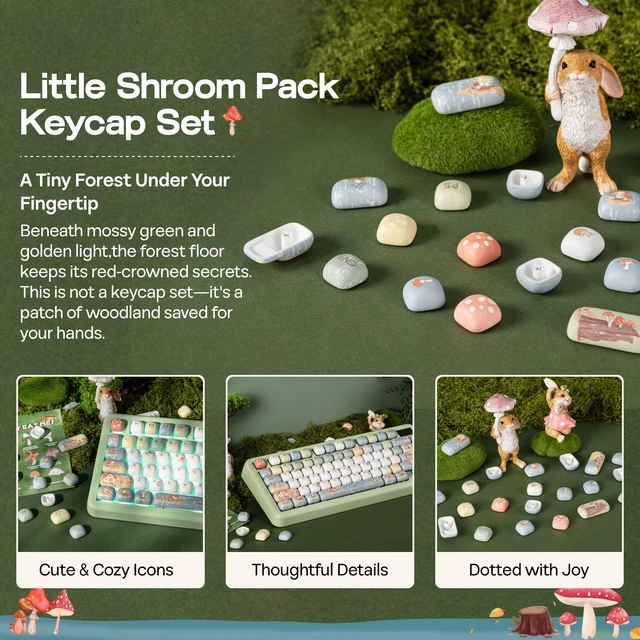 Alt view image 3 of 5 - KiiBoom Keycap Set - Little Shroom Pack, MOG Profile, 5-Side Dye-sub PBT