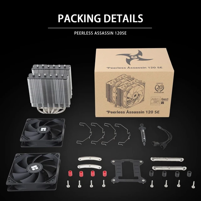 Alt view image 2 of 5 - Thermalright TR Peerless Assassin 120 SE CPU Cooler, 6 Heat Pipes AGHP Technology, Dual 120mm PWM Fans, 1550RPM Speed, for AMD:AM4 AM5/Intel LGA 1700/1150/1151/1200/1851,PC Cooler