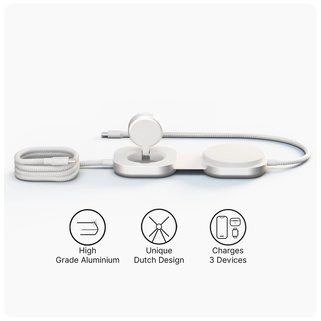 Alt view image 2 of 5 - ZENS MagSafe Charger USB-C Cable with Apple Watch Charger for MacBook and iPhone, Qi2 15W, Requires 65W+ Adapter, Not Included, Cable Pro 3, MFi Certified, 4.9 ft, White